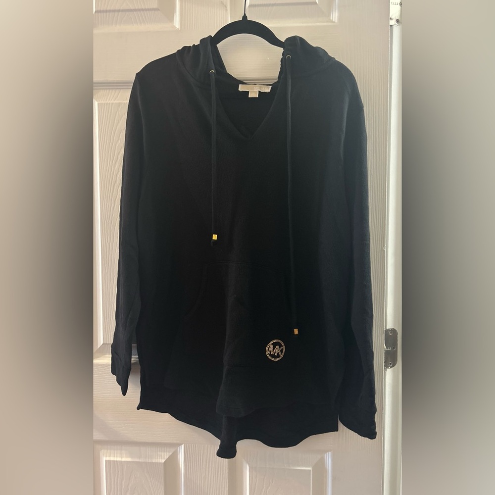Michael Kors Black Loose Hoodie with Gold Details Size 1Z